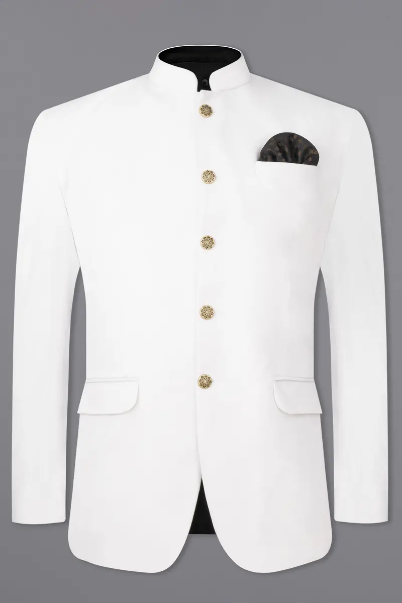 Bright White Bandhgala Velvet Blazer 2