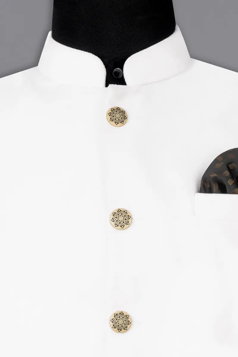 Bright White Bandhgala Velvet Blazer 4