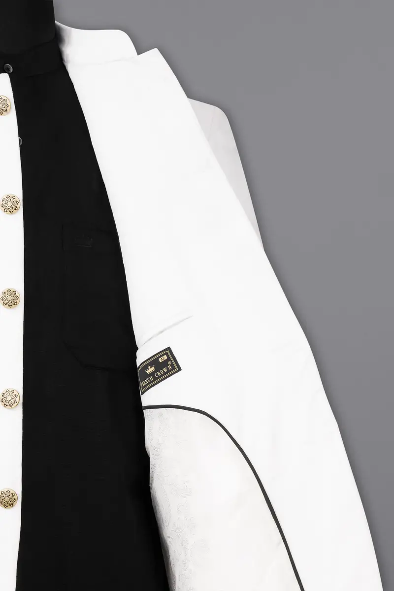 Bright White Bandhgala Velvet Blazer 7