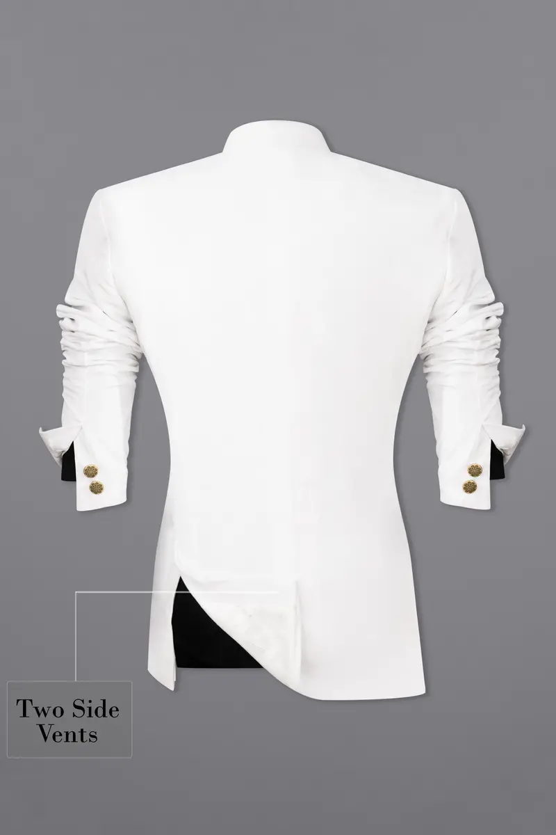 Bright White Bandhgala Velvet Blazer 8