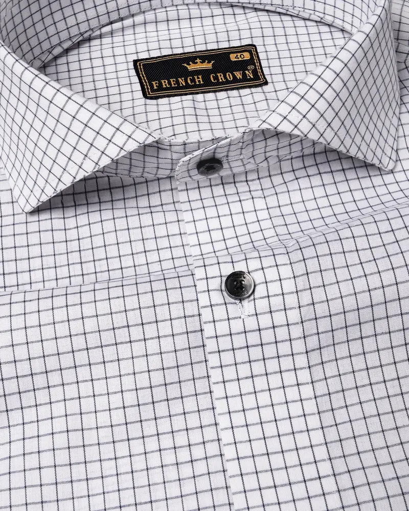 Bright White Checkered Premium Cotton Shirt 1