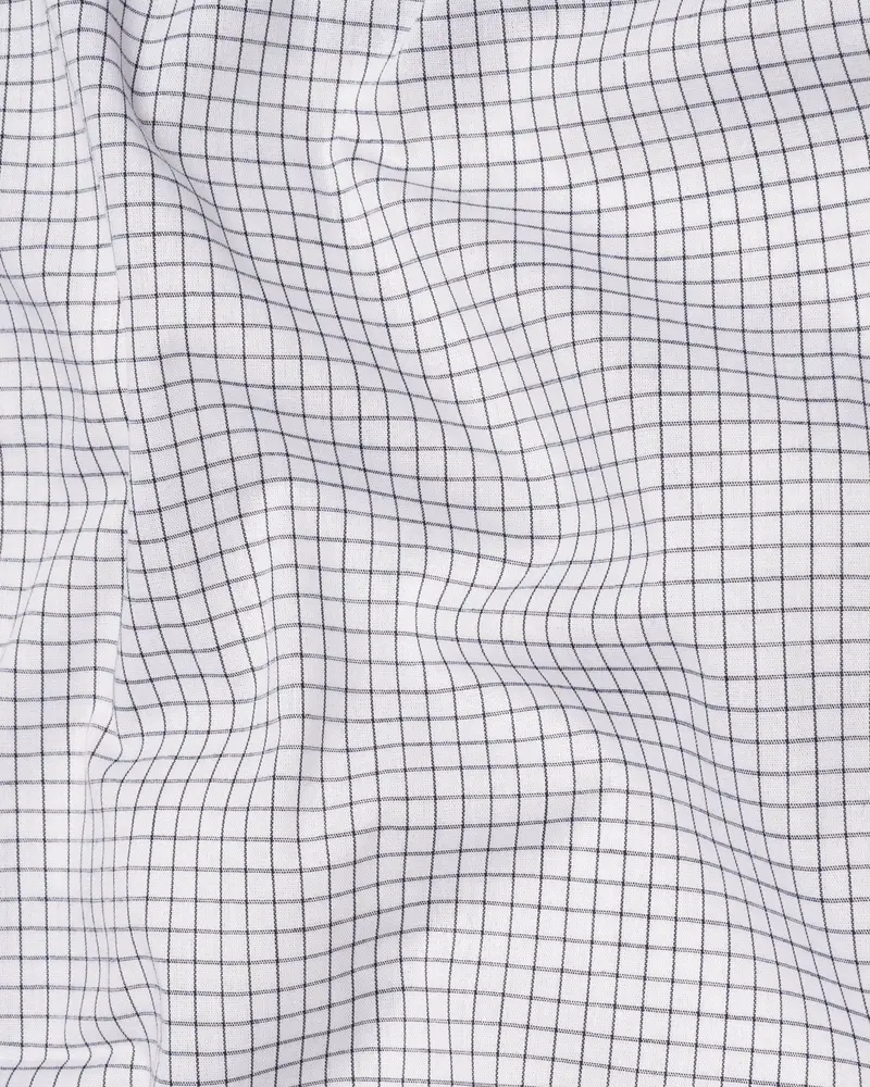 Bright White Checkered Premium Cotton Shirt 2