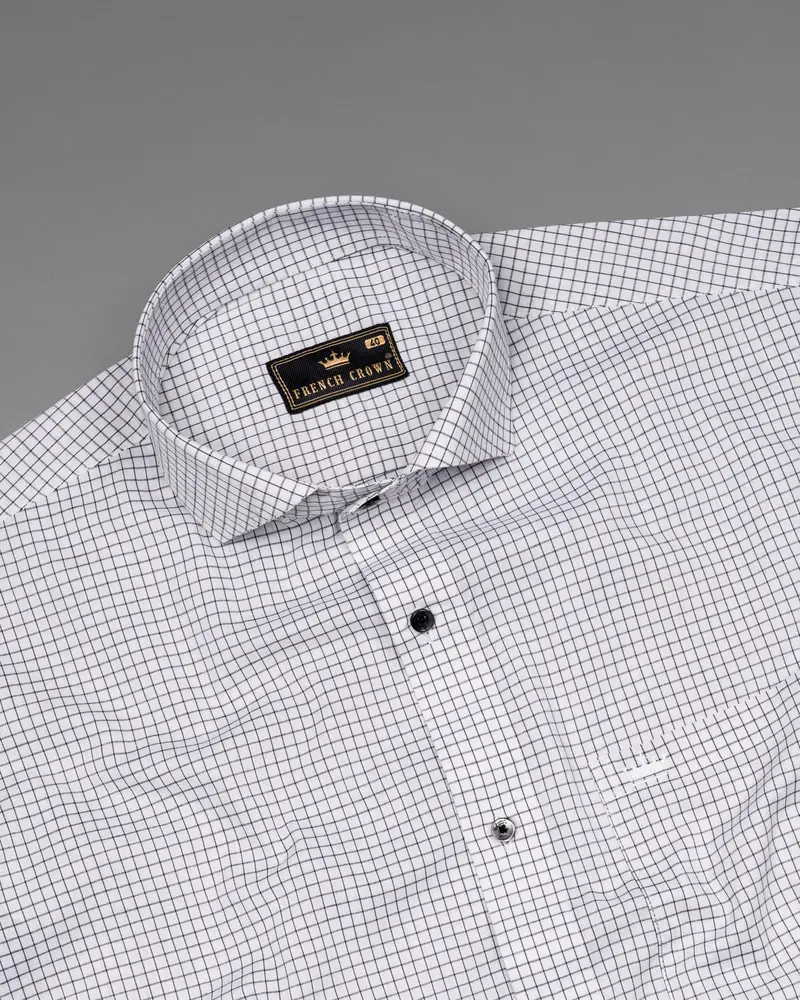 Bright White Checkered Premium Cotton Shirt 3