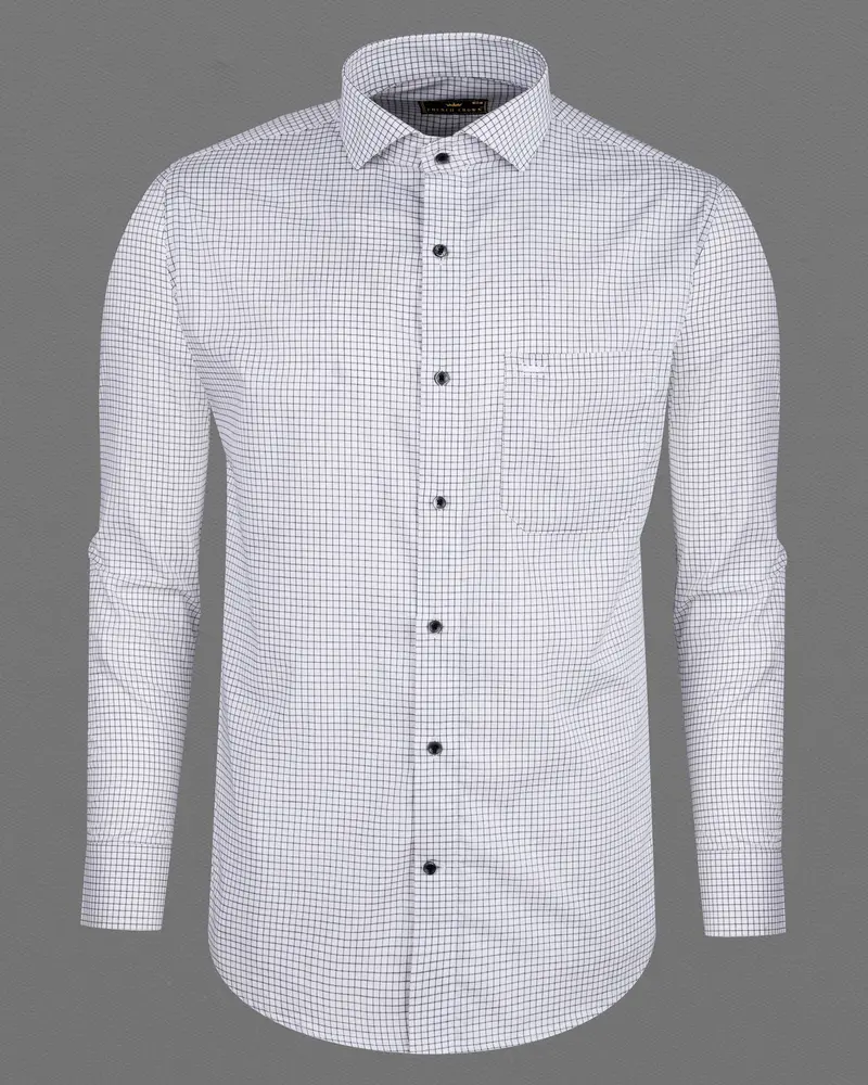 Bright White Checkered Premium Cotton Shirt 5