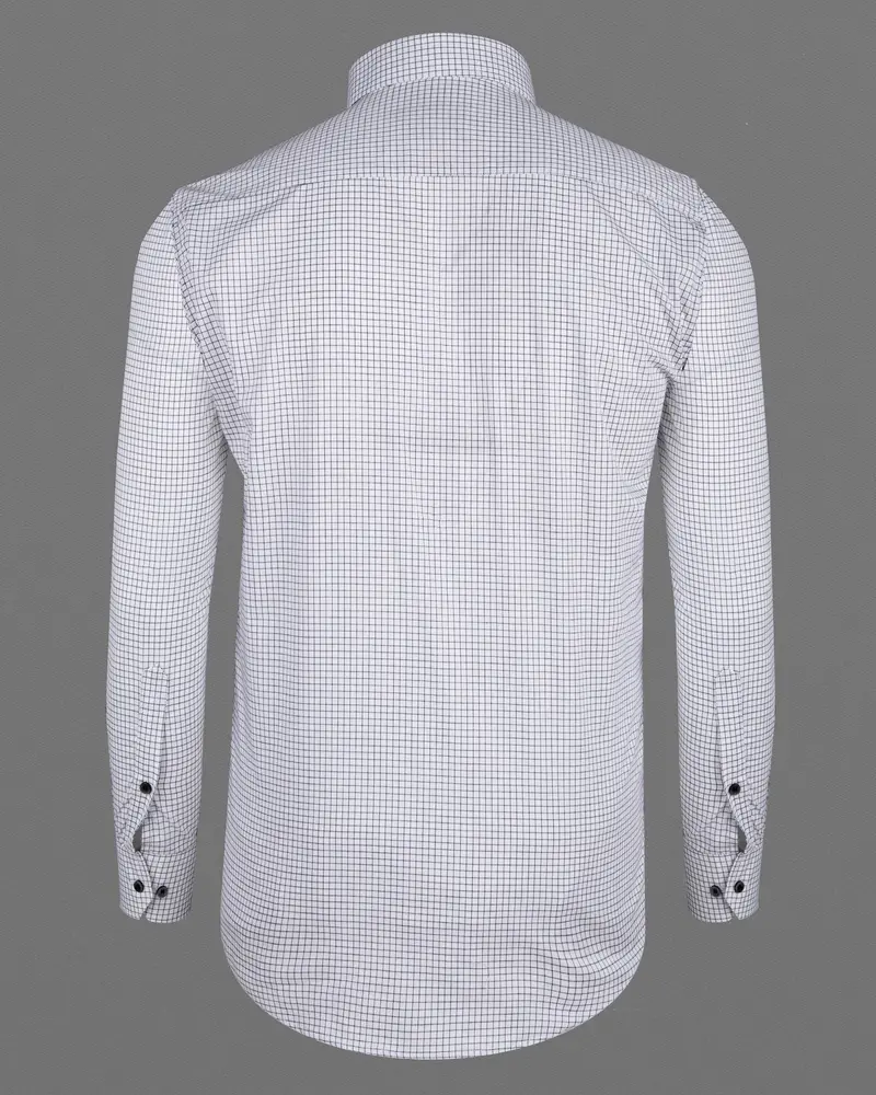 Bright White Checkered Premium Cotton Shirt 6