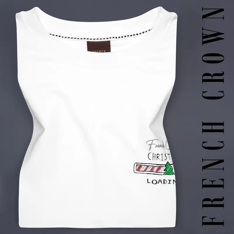 Bright White Christmas Hand Painted Premium Cotton T-Shirt 1