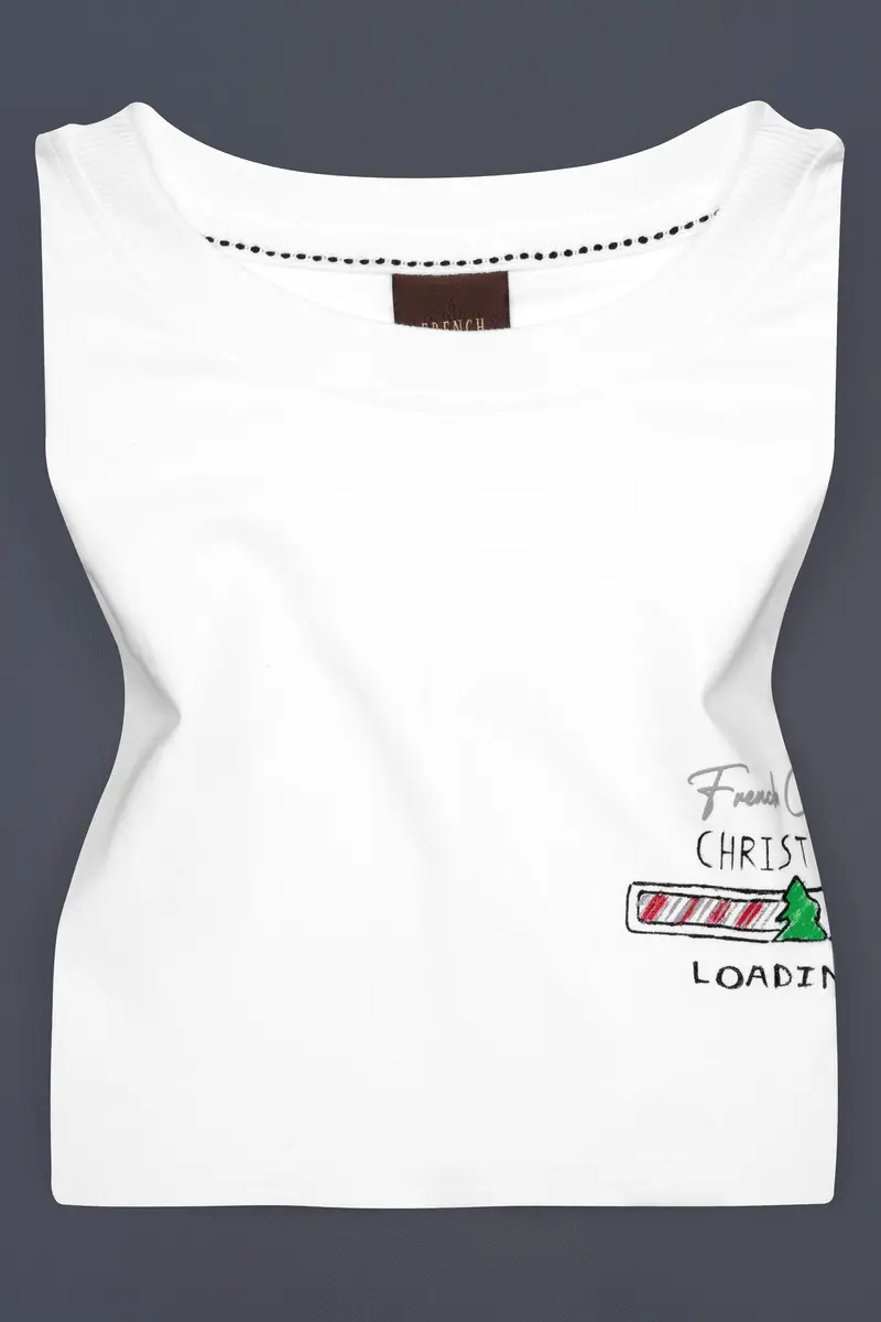 Bright White Christmas Hand Painted Premium Cotton T-Shirt 2