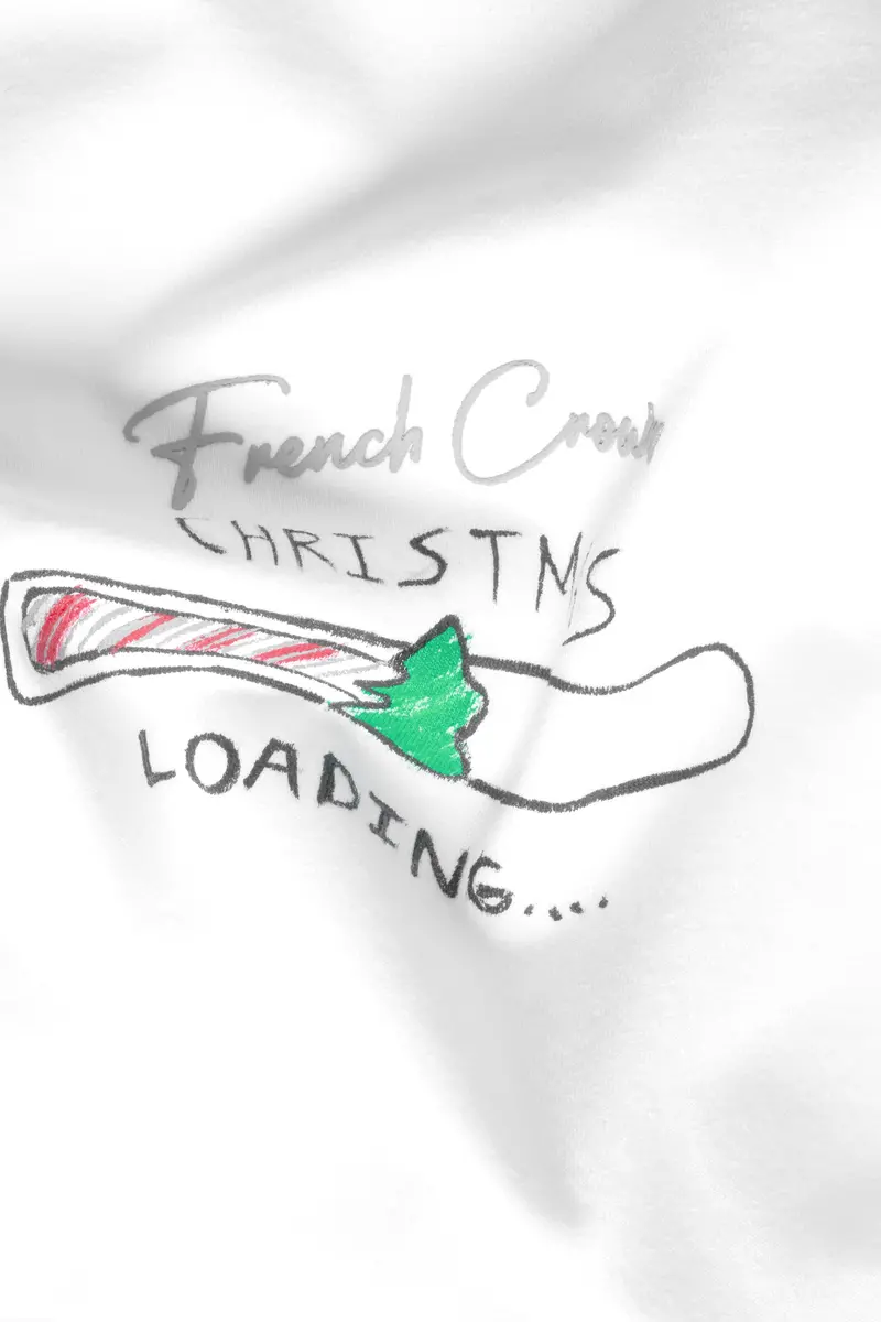 Bright White Christmas Hand Painted Premium Cotton T-Shirt 3