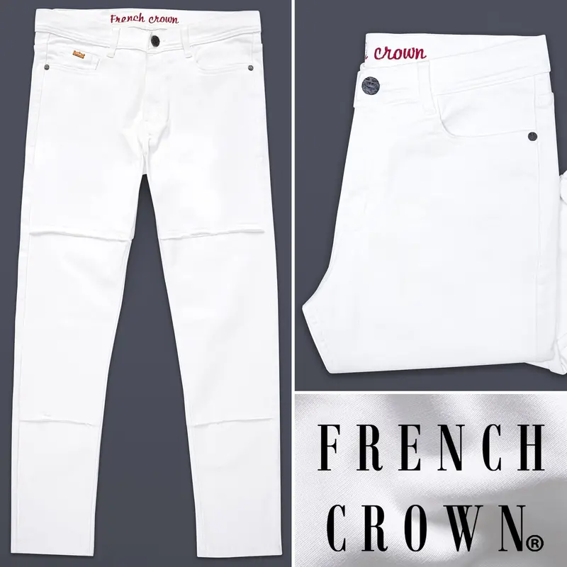 Bright White Clean Look Stretchable Designer Denim 1