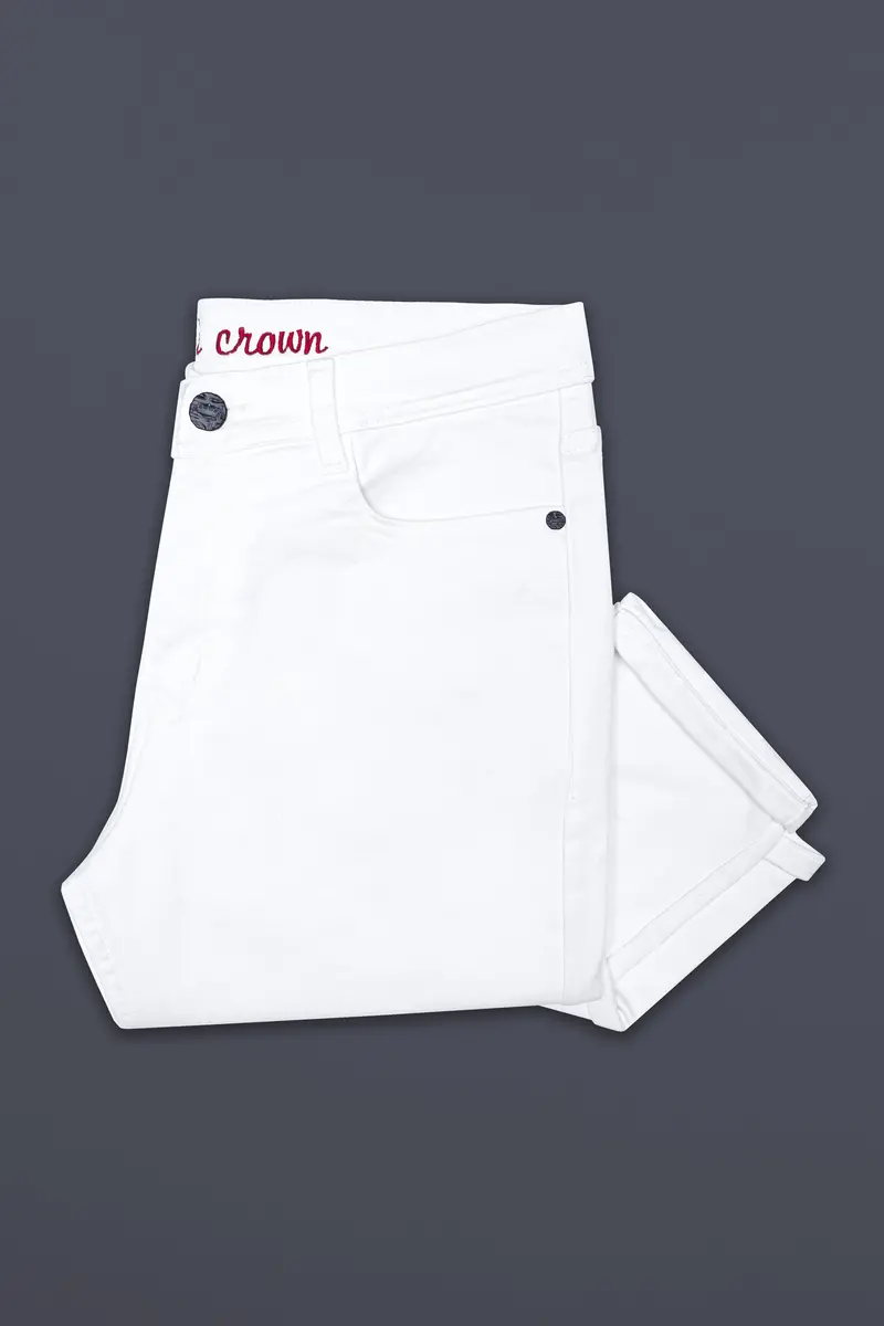 Bright White Clean Look Stretchable Designer Denim 6