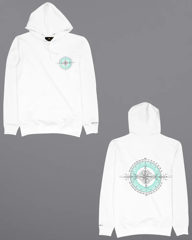 Bright White Compass Printed Hoodie 2