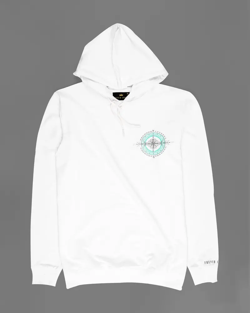 Bright White Compass Printed Hoodie 4