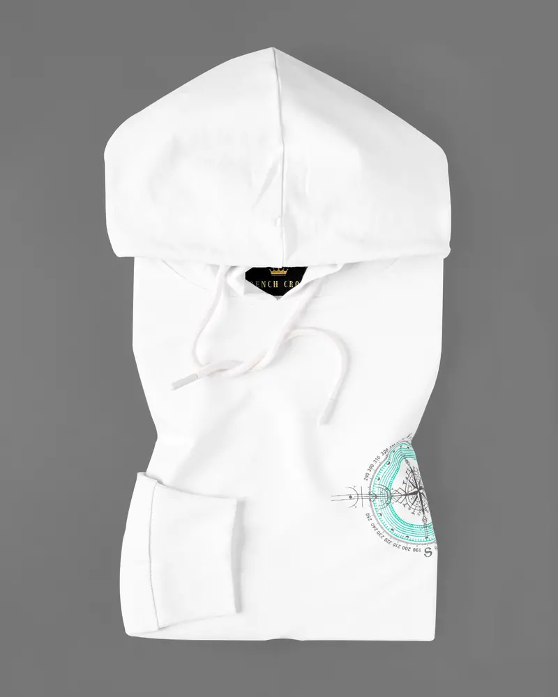 Bright White Compass Printed Hoodie 5
