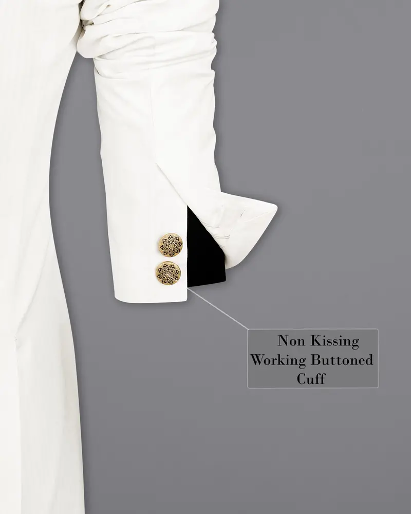 Bright White Cross Placket Bandhgala Premium Cotton Blazer 10