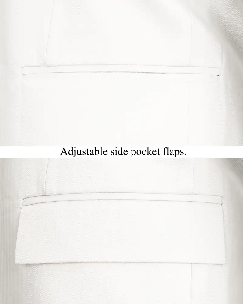 Bright White Cross Placket Bandhgala Premium Cotton Blazer 5