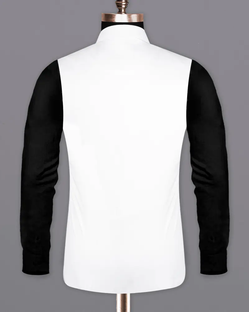 Bright White Cross Placket Premium Cotton Nehru Jacket 6