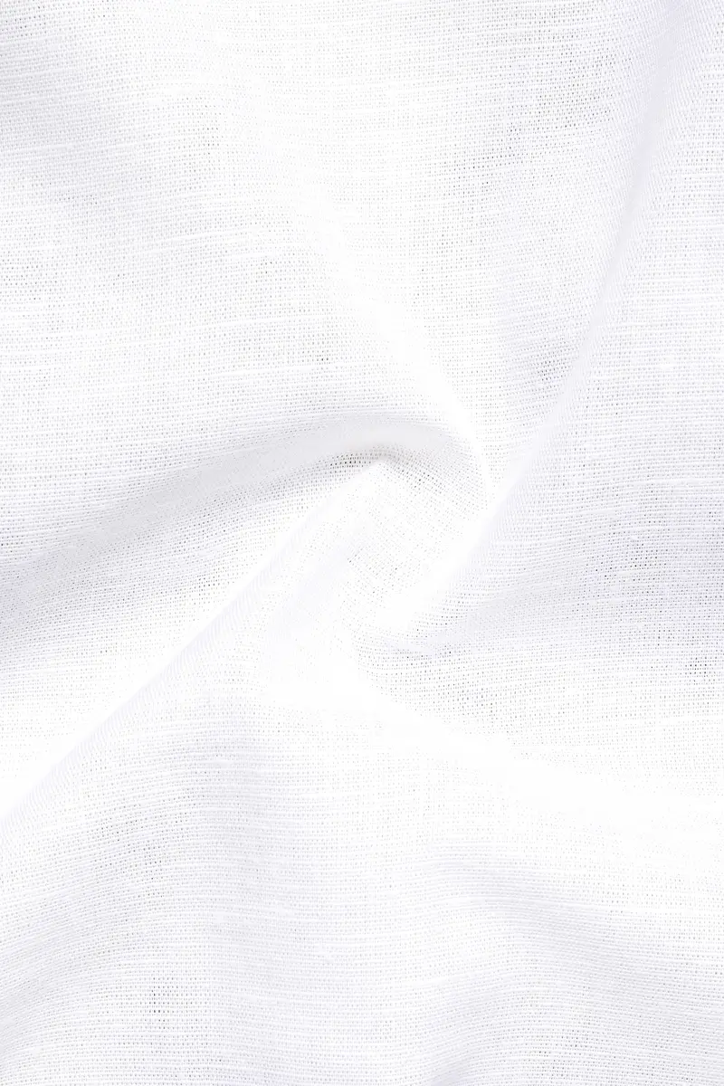 Bright White Cuban Collar Luxurious Linen Shirt 3