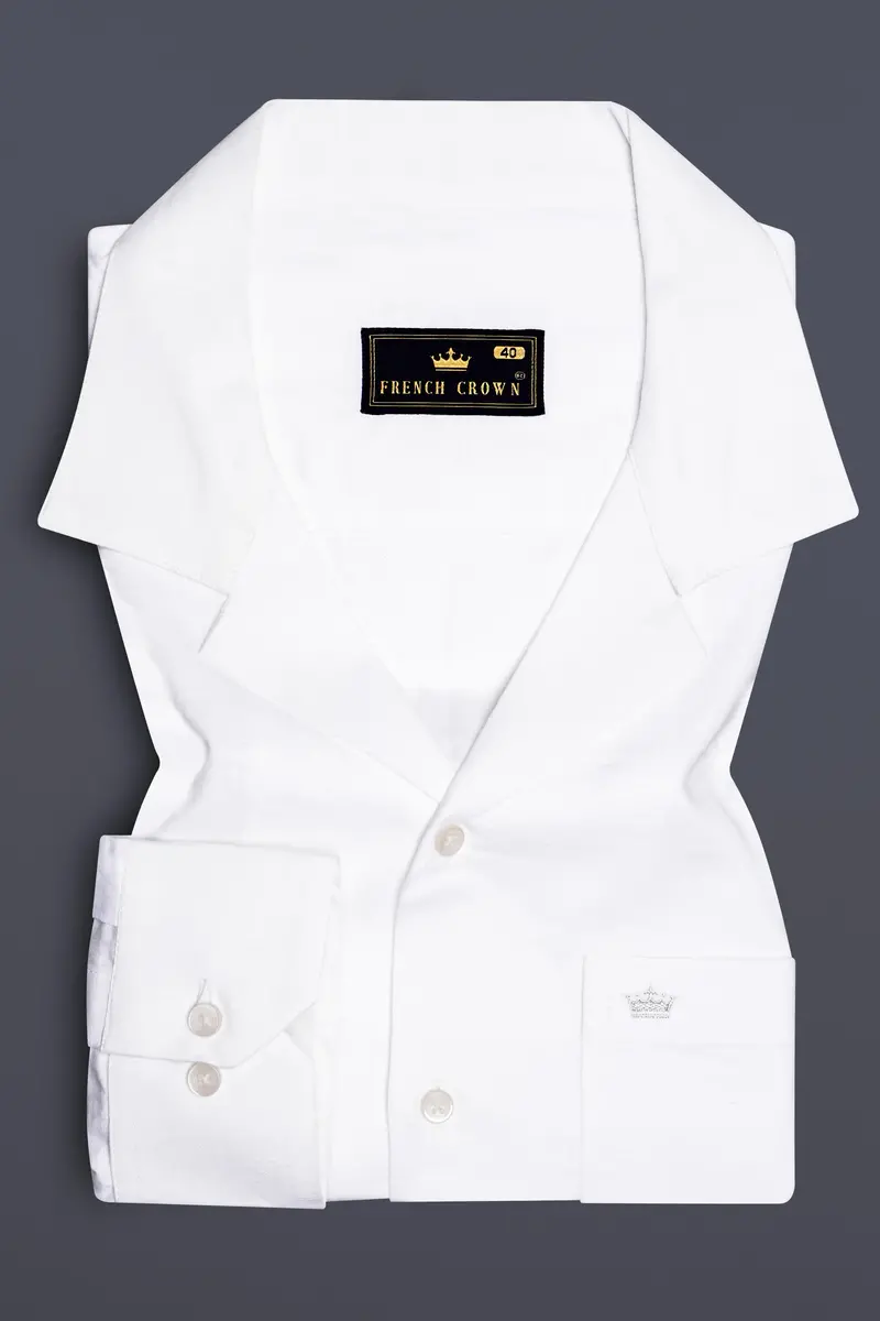 Bright White Cuban Collar Luxurious Linen Shirt 5