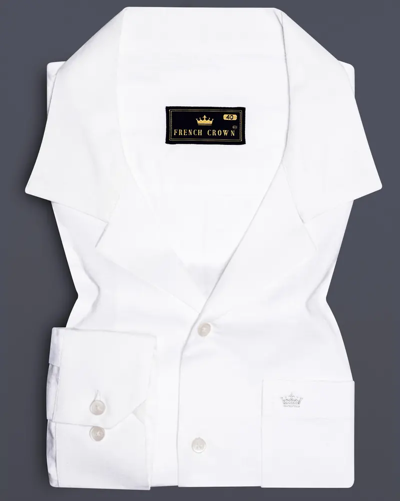 Bright White Cuban Collar Luxurious Linen Shirt 8