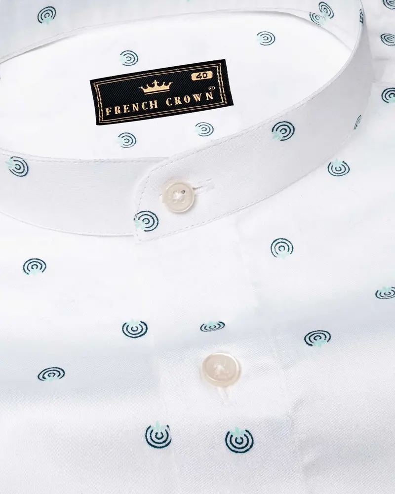 Bright White Dart Printed Super Soft Premium Cotton Shirt 1