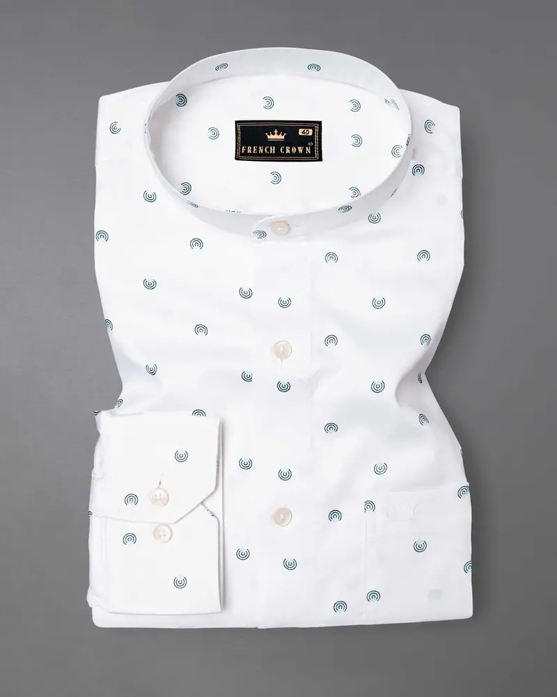 Bright White Dart Printed Super Soft Premium Cotton Shirt 3