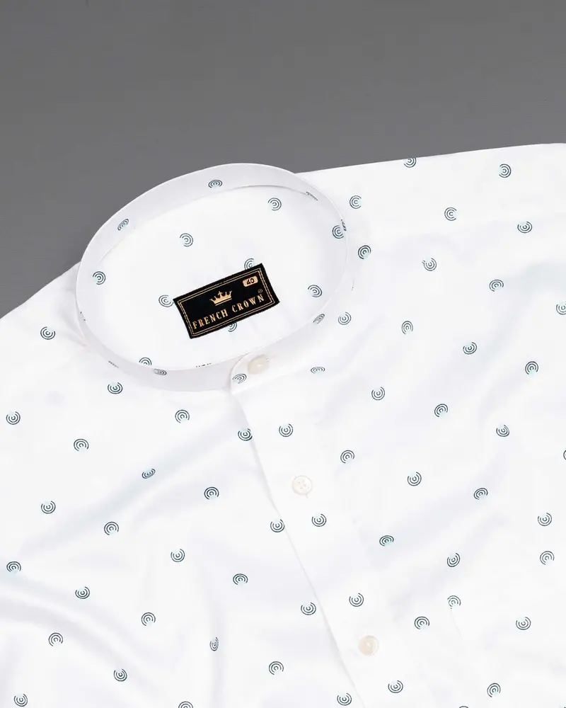 Bright White Dart Printed Super Soft Premium Cotton Shirt 4