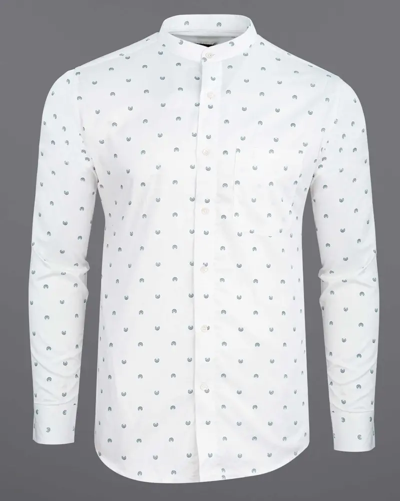Bright White Dart Printed Super Soft Premium Cotton Shirt 5