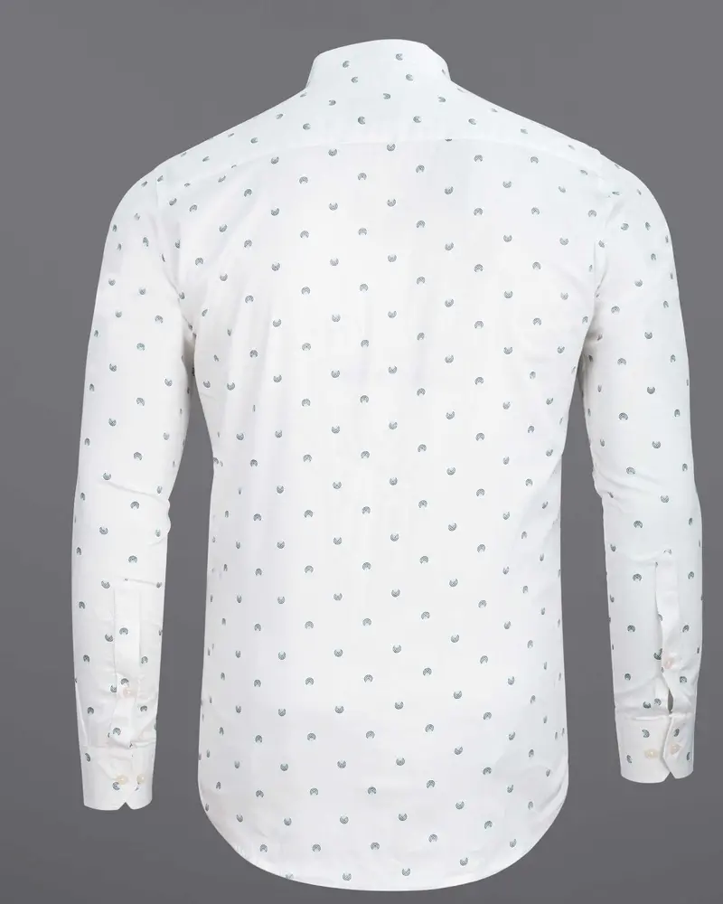 Bright White Dart Printed Super Soft Premium Cotton Shirt 6