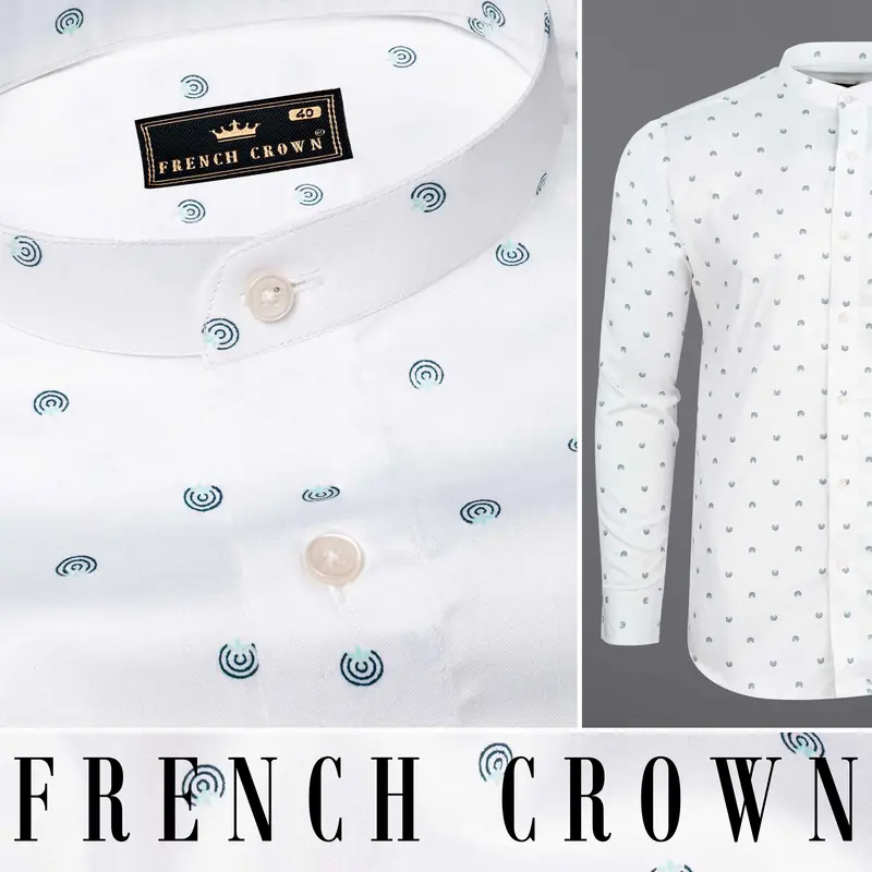 Bright White Dart Printed Super Soft Premium Cotton Shirt 9