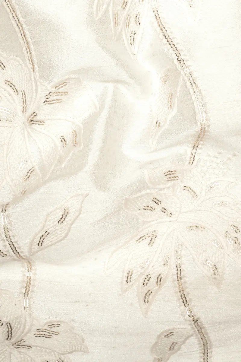 Bright White Designer Sequin And Thread Embroidered Nehru Jacket 3