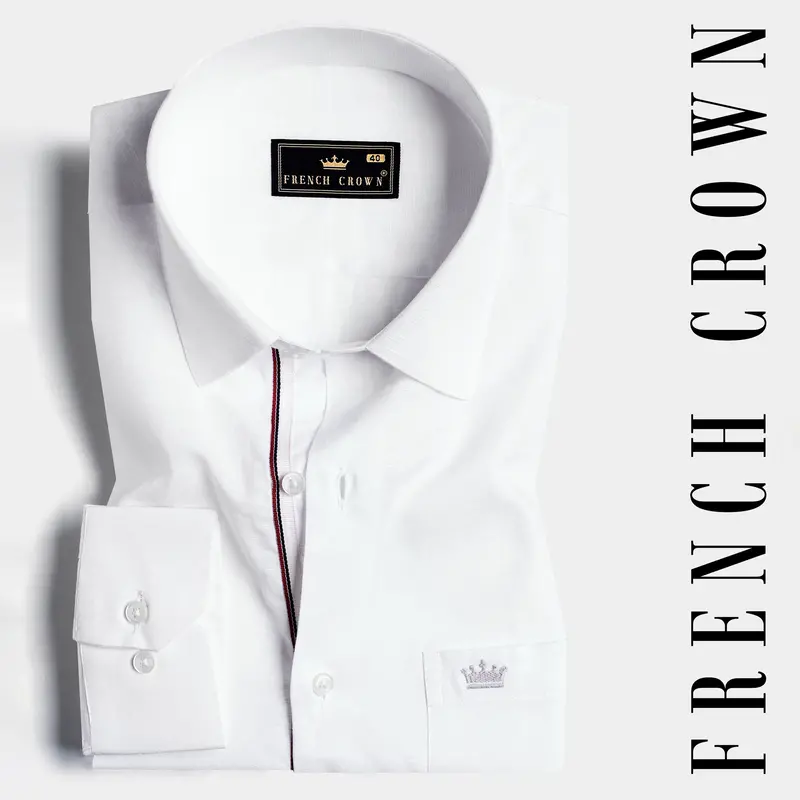 Bright White Detailed Luxurious Italian Linen Shirt 1