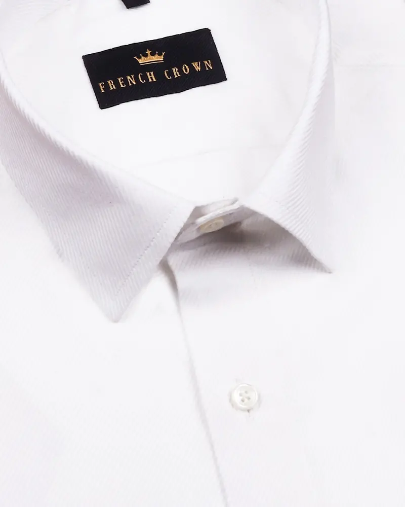 Bright White Diagonal Striped Ultra Soft Giza Cotton Shirt 1