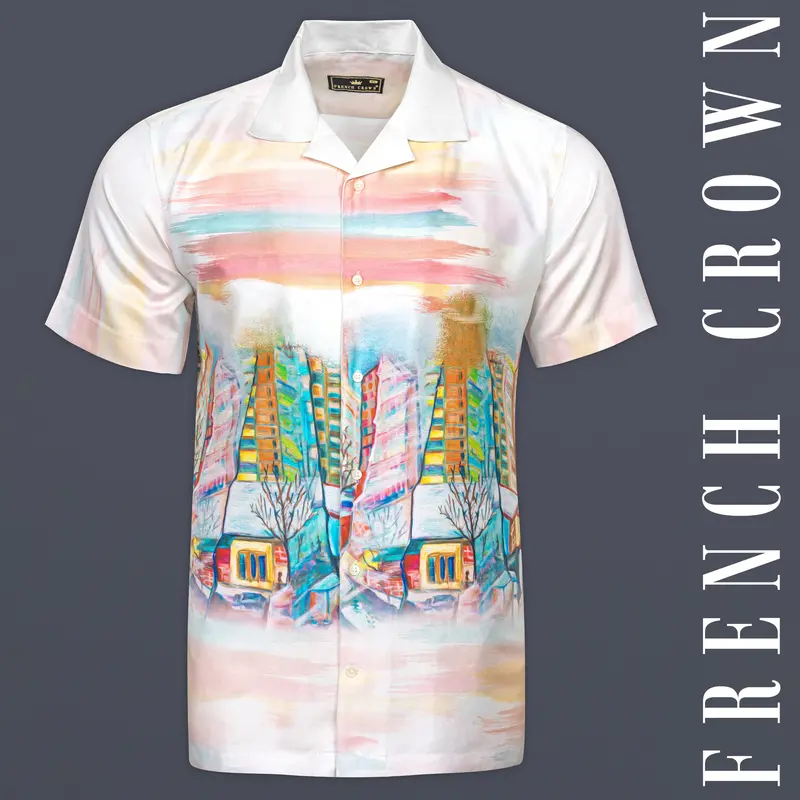 Bright White Digital Printed Super Soft Premium Cotton Shirt 1