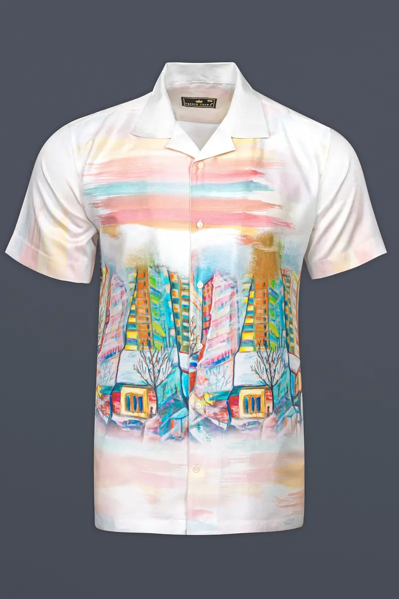 Bright White Digital Printed Super Soft Premium Cotton Shirt 2