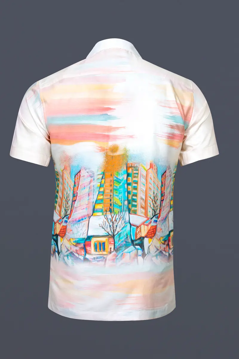Bright White Digital Printed Super Soft Premium Cotton Shirt 6