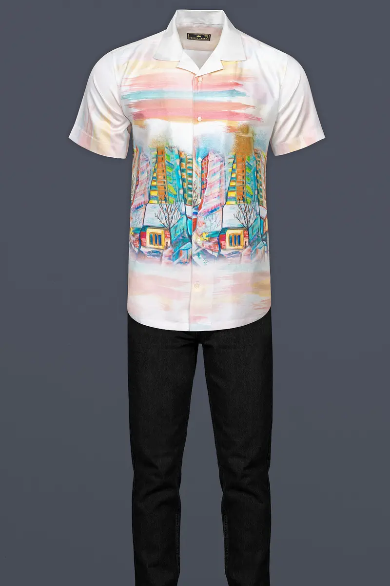 Bright White Digital Printed Super Soft Premium Cotton Shirt 7