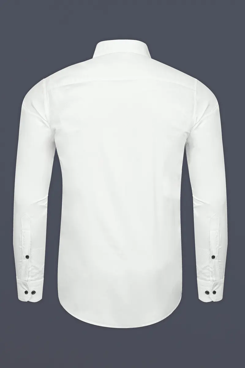 Bright White Dobby Textured Giza Cotton Shirt 5