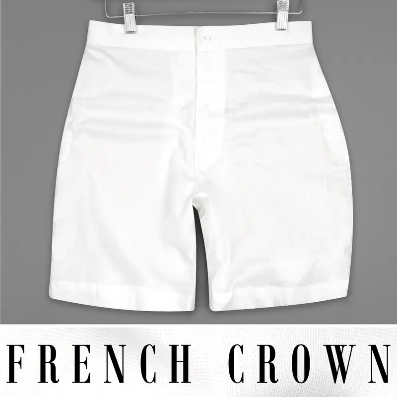 Bright White Dobby Textured Giza Cotton Shorts 1