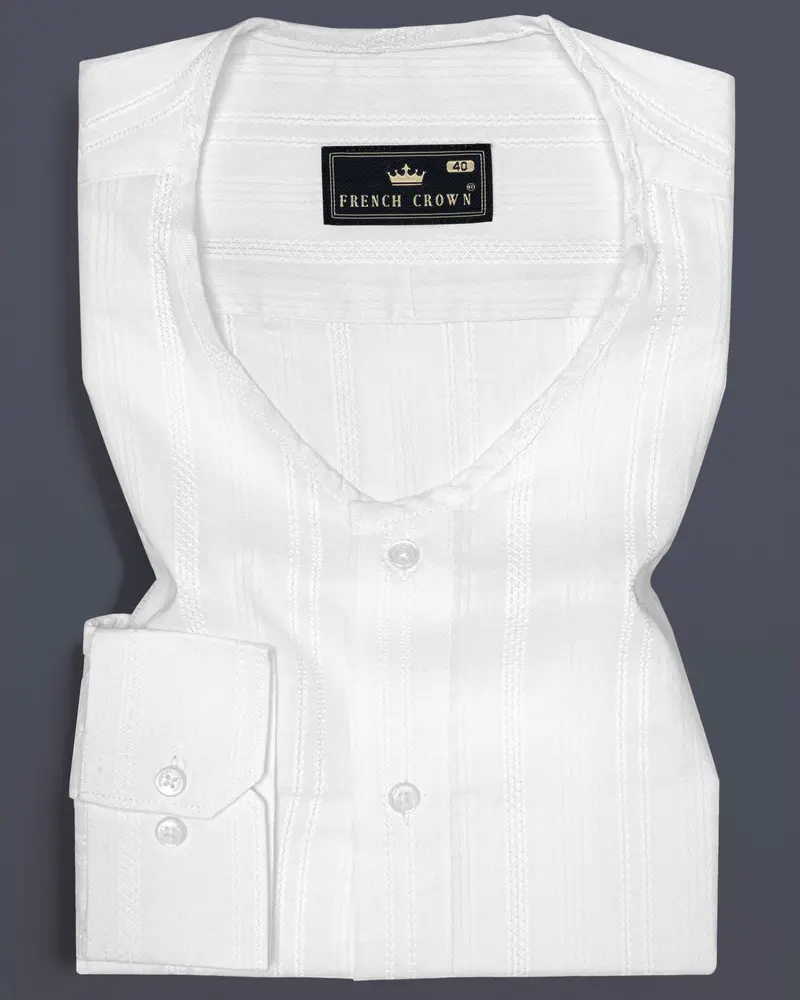 Bright White Dobby Textured Premium Cotton Shirt 1