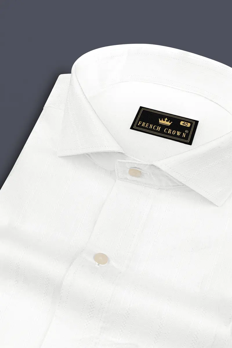 Bright White Dobby Textured Premium Cotton Shirt 1