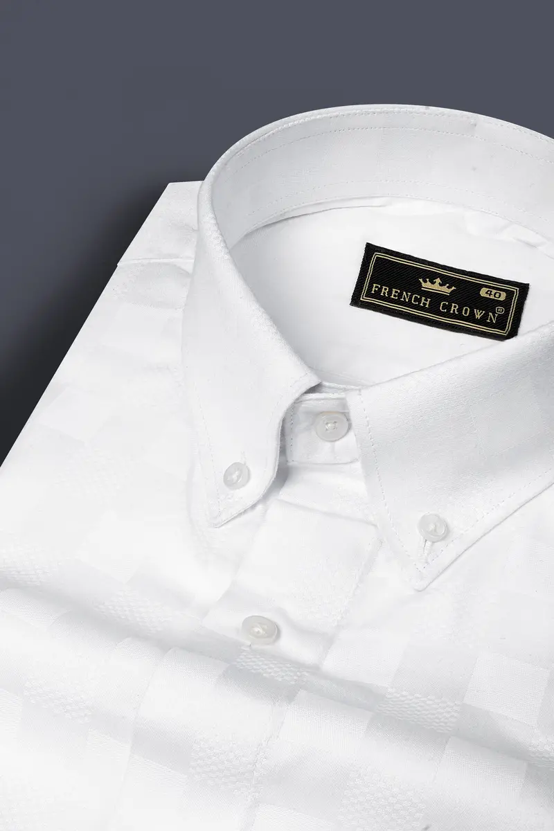 Bright White Dobby Textured Premium Cotton Shirt 1