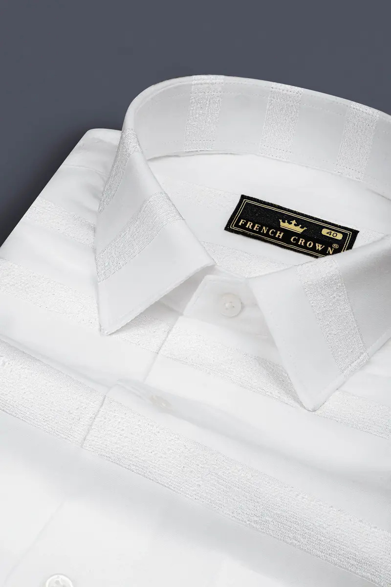 Bright White Dobby Textured Premium Cotton Shirt 1