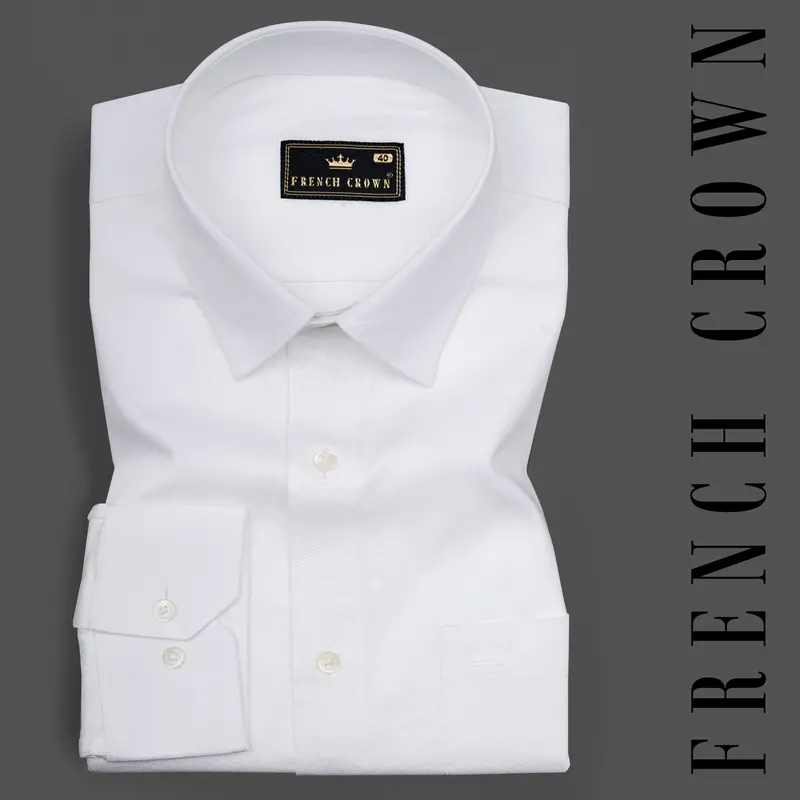 Bright White Dobby Textured Premium Cotton Shirt 1