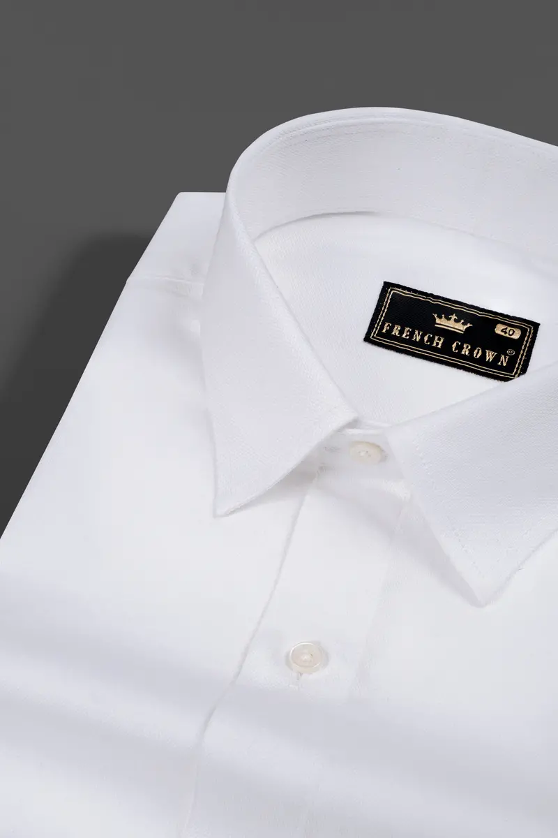 Bright White Dobby Textured Premium Cotton Shirt 2