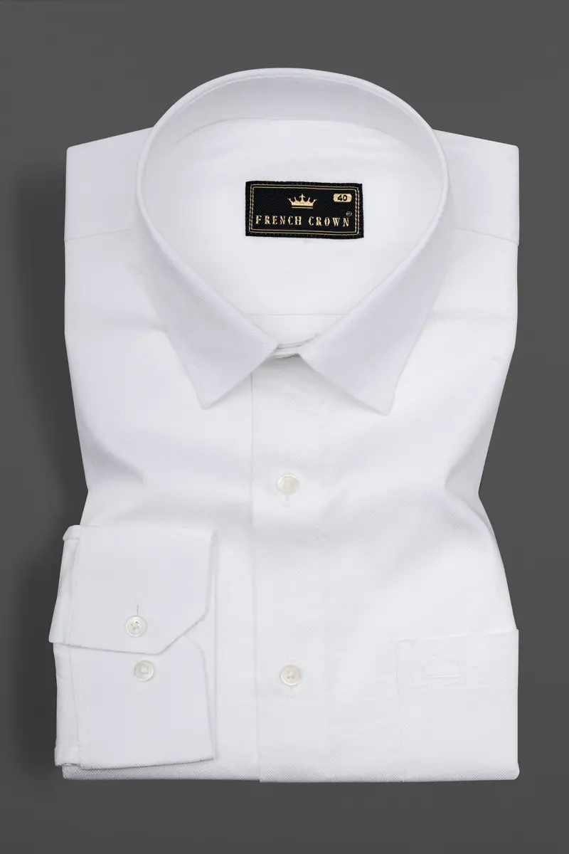 Bright White Dobby Textured Premium Cotton Shirt 4
