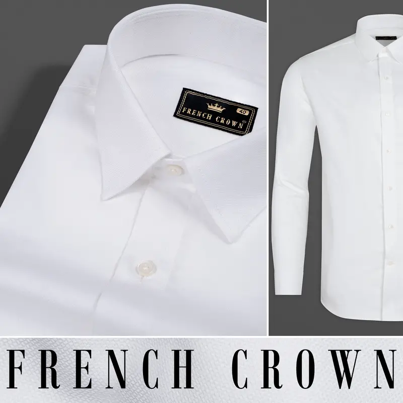 Bright White Dobby Textured Premium Cotton Shirt 7