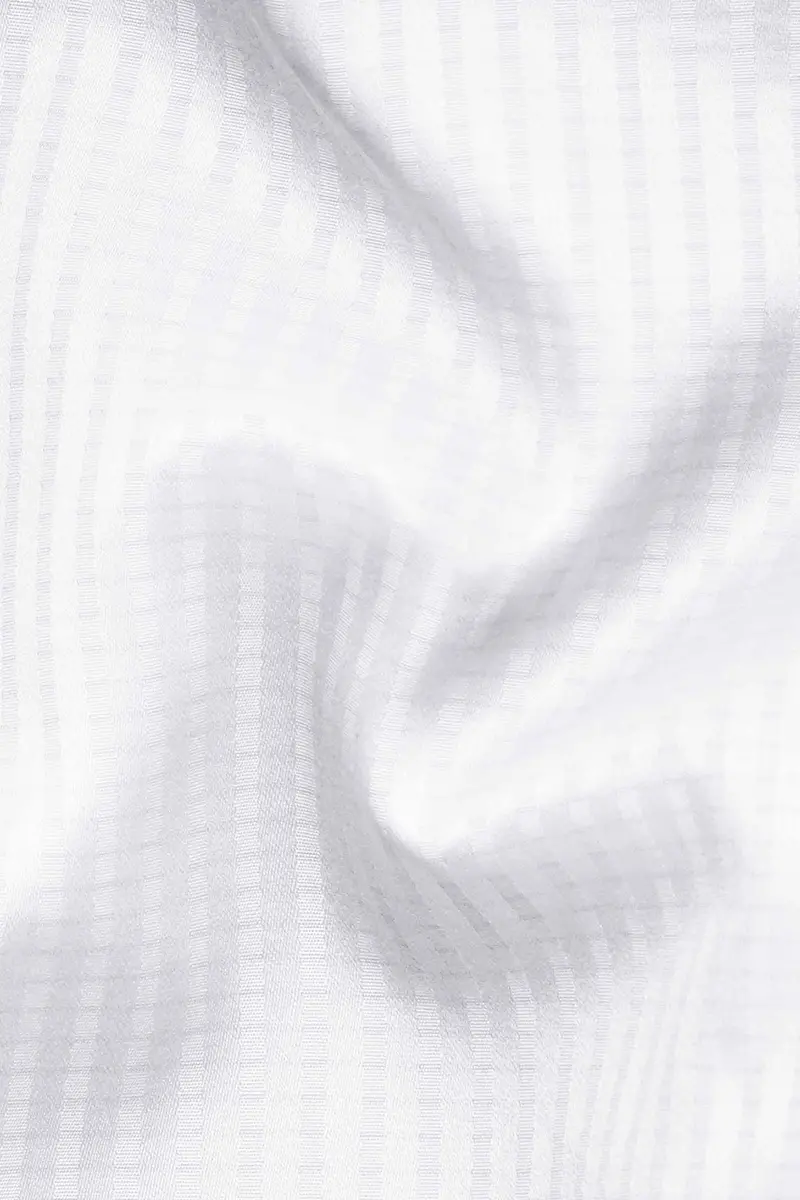 Bright White Dobby Textured Premium Giza Cotton Button Down Shirt 3