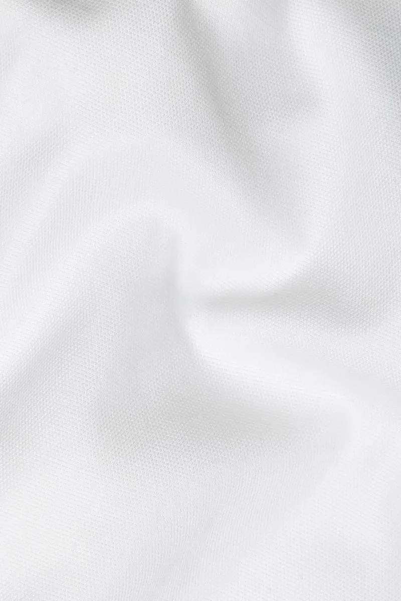 Bright White Dobby Textured Premium Giza Cotton Designer Overshirt With Zipper Closure 2