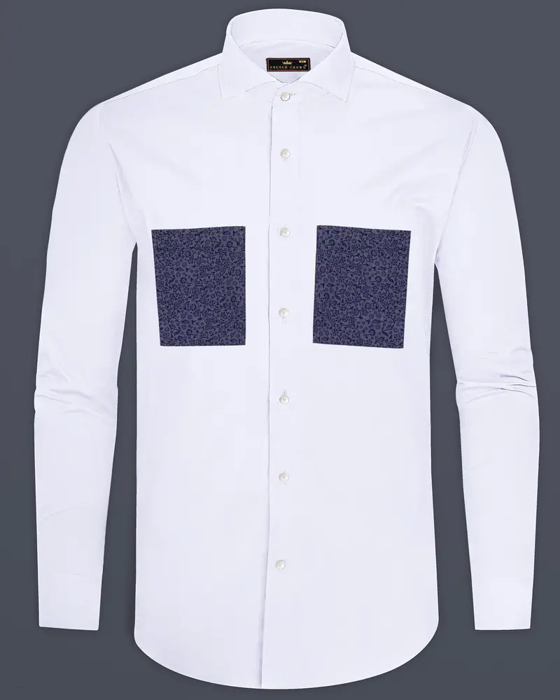 Bright White Dobby Textured Premium Giza Cotton Designer Shirt 1