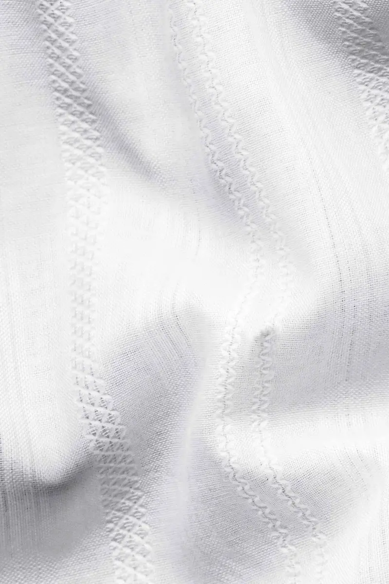 Bright White Dobby Textured Premium Giza Cotton Designer Shirt 3